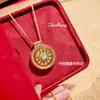 Nuevo Colgante de Vidrio de Colores Estilo Chino Rodaja de Limón Diamante Amarillo Rosa Brújula de los Ocho Tesoros Giratoria Color Cepillado Diamante Rosa Collar para Mujer