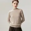 Suéter feminino de cashmere 100% cashmere puro suéter de gola alta meia gola para mulheres, nova blusa base de malha slim fit para outono e inverno