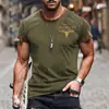 Nova Estação Independente da Amazon Novo Europeu e Americano Casual de Rua Tendência Impressão Digital 3D Gola Redonda Masculina de Manga Curta T
