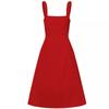 Vestido de comercio exterior Verano Color Sólido Simple Tirantes Vestido Midi Espalda Descubierta Cuello Cuadrado Sin Mangas