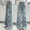Calça Jeans Feminina para Crianças, Nova Calça Casual Primavera e Outono 2026, Calça Wide Leg Bordada
