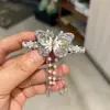 Pinza de resorte con borla de cristal elegante, pasador de strass estilo corte vintage para mujer, pinza lateral para la parte posterior de la cabeza, accesorio para el cabello al por mayor