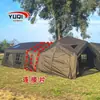 Barraca inflável 13 m² estação central hexagonal verde militar acomodação noturna portátil camping ao ar livre módulo de camping atacado