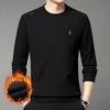 2024 inverno novos homens jovens e de meia-idade gola redonda forrado de lã moda casual manga comprida quente camiseta suéter masculino