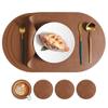 Mantel individual de cuero de vaca estilo Ins nórdico, Vajilla bicolor, Plato ovalado para mesa de comedor estilo occidental, Base resistente al calor, Impermeable