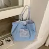 2026 Nueva Bolsa Tote de Gran Capacidad Estilo Coreano Estilo Ins para Mujer, Bolso de Hombro Rayado con Estrella y Letras, Bolsa Versátil para Viajes Diarios