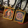 Tangka Pintado a Mano Zaki Lamu Tara Verde Samantabhadra Manjushri Estilo Étnico Colgante Adorno Colgante Tangka de Tíbet