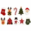 Set de 10 Decoraciones de Madera Colgantes para Navidad: Calcetines de Navidad, Reno, Muñeco de Nieve, Colgantes de Pared con Temática Navideña