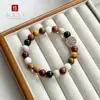 Pulsera de Madera Natural Dieciocho Semillas Hilo de Mano Hecha de Madera Original Estilo Étnico para Mujer Cuentas de Muchos Tesoros Wenwan Cuentas Budistas Cuentas de Oración Mano