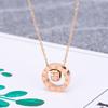 Elegante cadena corta para clavícula de mujer estilo coreano, versátil, chapada en oro de 18 quilates, con incrustaciones de diamantes, doble anillo, collar romano, en stock de fábrica