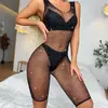Hot Diamond Exportação Transfronteiriça Europeu e Americano Sexy Lingerie Plus Diamond Tela de Malha Recorte Sexy Body Justo Tz554