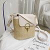 Nuevo Bolso de Mano para Mujer 2025, Bolso Cruzado tipo Cubo, Versátil Bolso Tejido de Paja, Bolso de Ratán para Primavera y Verano, Bolso Tejido de Paja Ecológico