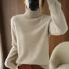 Suéter de Lana 100% en Rebaja para Mujer, Suéter de Cuello Alto, Nueva Camiseta Básica de Punto para Otoño e Invierno, Top Clásico