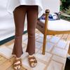 Pantalones casuales de primavera y otoño para niños y mujeres, estilo occidental, personalizados, de marca de moda, estilo coreano, leggings de color sólido, pantalones acampanados de moda.