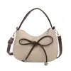 2026 Nueva Moda Bolso de Hombro Cruzado Casual Simple de Gran Capacidad con Lazo de Contraste de Color, Bolso de Mano, Bolso de Muñeca para Mujer