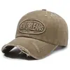 Gorra de Béisbol Lavada Versátil para Hombre con Bordado de Letra, Moda Casual Rasgada, Gorra Vintage Desgastada de Verano para Mujer