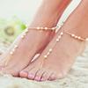 Nuevos accesorios de pie de perla transfronterizos europeos y americanos, moda todo partido, joyería de moda sexy, tobillera de cristal y perla para mujer