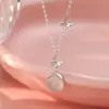 Yongcheng Collar de Plata Pura S999 con Calcedonia de Mariposa Lujo Accesible de Gama Alta Diseño de Nicho Estilo Nuevo Cadena Suave para Clavícula Dropshipping