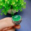 Anel masculino banhado a prata esmeralda anel de dedo aberto cor esmeralda aberto ajustável anel masculino verde imperial