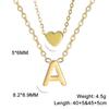 Collar de acero inoxidable de doble capa con cadena de corazón dorado, estilo sencillo y moderno, para mujer.