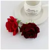 Pasador de Terciopelo con Borde Enrollado de Flor de Rosa Transfronterizo Pasador de Novia Rojo Retro Accesorios para el Cabello de Flores Artificiales Tocado de la Dinastía Han