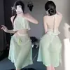 Pijama Sexy de Cuello Halter, Malla Transparente, Espalda Descubierta Transparente Lencería, Estilo Antiguo, Pasión Caliente en la Cama, Tentación de No Quitarse