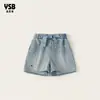 Ropa para niños Yingsibao, pantalones casuales para niñas con lazo, shorts finos, jeans para niños, pantalones para niñas