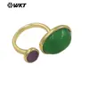 Wt-R588 Anillo Abierto Geométrico Pequeño Ovalado Redondo Suave de Piedra Natural Gema con Baño de Oro de 18K Clásico y Elegante