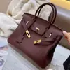 Bolso Platino Piel de Ternera Patrón Lichi 2026 Cerradura Nueva Bolso de Mano de Gran Capacidad Bolso Kelly Bolso de Hombro Único Bolso Cruzado