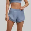 Pantalones Cortos de Malla Europeos y Americanos Transfronterizos Melocotón Shorts Deportivos de Fitness Sin Costuras Color Piel Bolsillo Shorts de Yoga para Mujer