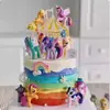 Decoraciones de Adornos para Pastel de Celebridad de Internet Unicornio Arcoíris Carrusel Pony Adornos Niña Princesa Mesa de Postres Enchufe