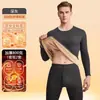 Roupa Térmica Masculina de Inverno Roupa Íntima Térmica Masculina de Lã Coral Bloqueio de Temperatura Armazenamento de Calor Conjunto de Roupas de Outono Masculino Roupa Íntima Masculina com Plus Veludo Plus Espessa Tamanho Grande