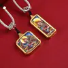 Pingente Thangka Xizang Pintado à Mão Relevo Dourado Carneiro Passado e Presente Vida Amarela Guanyin Pingente de Colar Pequeno Thangka