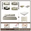 Cama minimalista estilo tatami em creme para quarto principal, cama de tecido fosco, cama cubo tamanho casal, cama de casamento para casa e pousadas