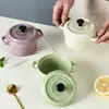 Tazón de cerámica de doble oreja para huevo al vapor con tapa, tazón impermeable para estofado casero, tazón para suplementos alimenticios de bebé, tazón para postre de pudín de leche de doble piel, nido de pájaro
