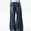 Jeans lavados estilo retro americano para hombre y mujer, pantalones de verano rotos desgastados, pantalones acampanados casuales versátiles de alta costura