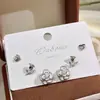 Pendientes de Perla Blanca Rosa Suave Juego de Seis Piezas, Sencillos y Elegantes para el Trabajo, de Nicho y Exquisitos, Versátiles para el Uso Diario, Pendientes de Nuevo Estilo para Niñas