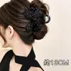 Pinza Grande Negra con Lazo para el Cabello para Mujer con Acabado de Alta Gama, Adecuada para Cabello Grueso, para Peinados Recogidos en la Parte Posterior de la Cabeza, Accesorio para el Cabello de Pinza de Tiburón