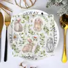 Guardanapos Descartáveis de Coelho e Flores Silvestres Estilo Esboço para Decoração de Mesa de Festa de Páscoa Transfronteiriça Amazon Europeia e Americana