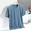 Camiseta de Manga Curta para Homem, Marca da Moda, Verão, Caimento Solto, Manga Três Quartos, Novo Modelo 2025, Estilo Celebridade da Internet, Top Simples Estampado