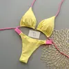 2026 Novo Biquíni Duas Peças Color Block Sexy Liso Estilo Europeu e Americano Venda por Atacado Estilo Férias na Praia para Mulheres