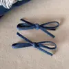Pasador de Pelo Azul Denim Estilo Coreano con Lazo, Pinza Lateral Simple y Versátil, Pinza Femenina para Flequillo, Pinza de Pato para el Cabello