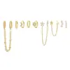 Conjunto Popular Europeo y Americano de Pendientes de Estrella y Luna con Cadena de Borla de Circonita, Pendientes Colgantes, Pendientes Transfronterizos de Lujo Ligero de Gama Alta para Mujer