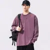 Camiseta de Manga Larga Lavada Vintage Pesada 320g Talla Grande para Hombre Xh 260, Top Retro Holgado de Moda con Copos de Nieve.