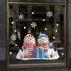Dh024 Navidad Q Lindo Muñeco de Nieve Pegatina Electrostática para Ventana Contraste Rojo y Azul Dibujos Animados Escaparate Diseño de Escena Festiva