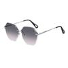 Maquillaje en Polvo Gris Siente Elegantes Gafas de Sol para Mujer Populares en Internet de Moda Combinan con Todo Anti-UV Sin Marco Gafas de Sol Degradadas para Mujer