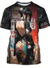2026 Atravessando Fronteiras Tamanho Plus Temu Estampa Digital 3D Masculina Gola Redonda Pulôver Manga Curta Camiseta Moda Anime Personalidade