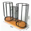 Organizador de papel de filtro de café de ferro e madeira, Suporte de papel de filtro para balcão de cafeteria, Rack de armazenamento de mesa para equipamentos de café