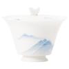 Tazón de té Ercai de porcelana blanca pintado a mano por el fabricante, individual, de alta gama para el hogar, que no quema, juego de té, juego de té Kung Fu