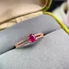 Anillo de Rubí Recién Cortado con Explosión de Color Fuego Super Limpio de Cristal Piedra Principal 4*5mm Plata S925 Incrustación de Precisión
